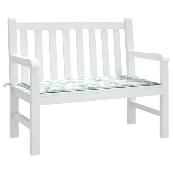 vidaXL Bänkdyna för trädgården bladmönster 120x50x3 cm oxfordtyg