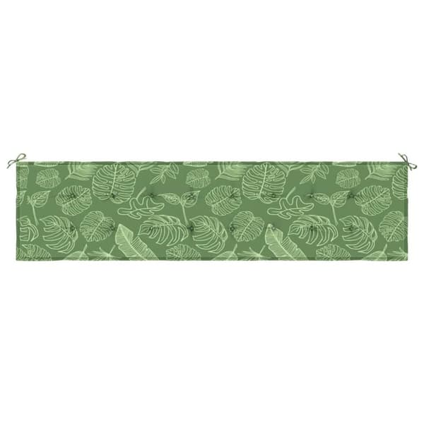 vidaXL Bänkdyna för trädgården bladmönster 200x50x3 cm tyg