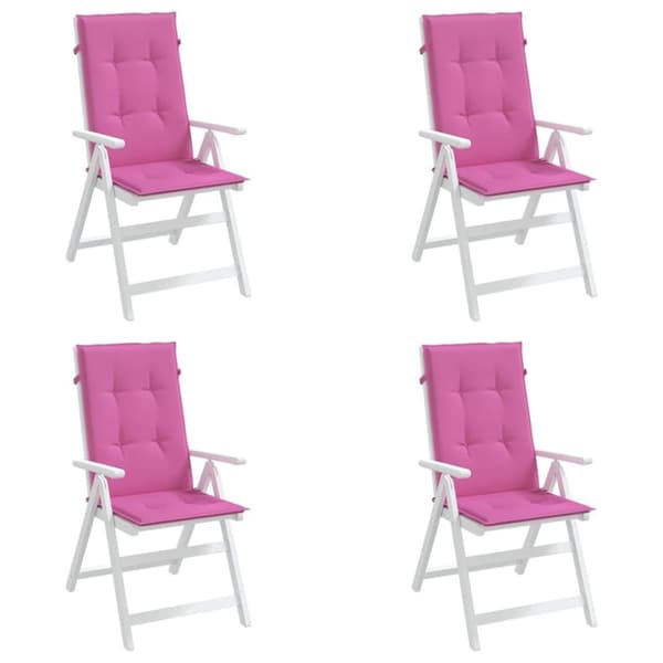 vidaXL Stolsdynor för stolar med hög rygg 4 st rosa tyg