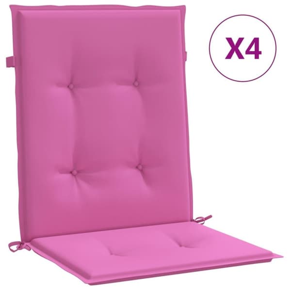 vidaXL Stolsdynor för stolar med låg rygg 4 st rosa tyg