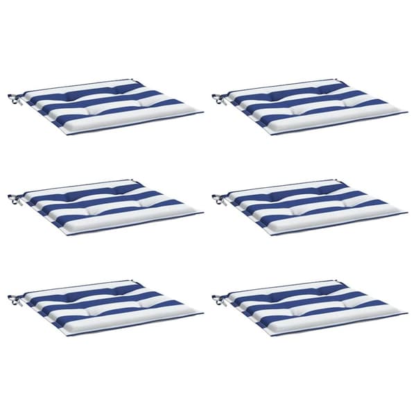 vidaXL stolehynder 6 stk. 40x40x3 cm stof striber blå og hvid