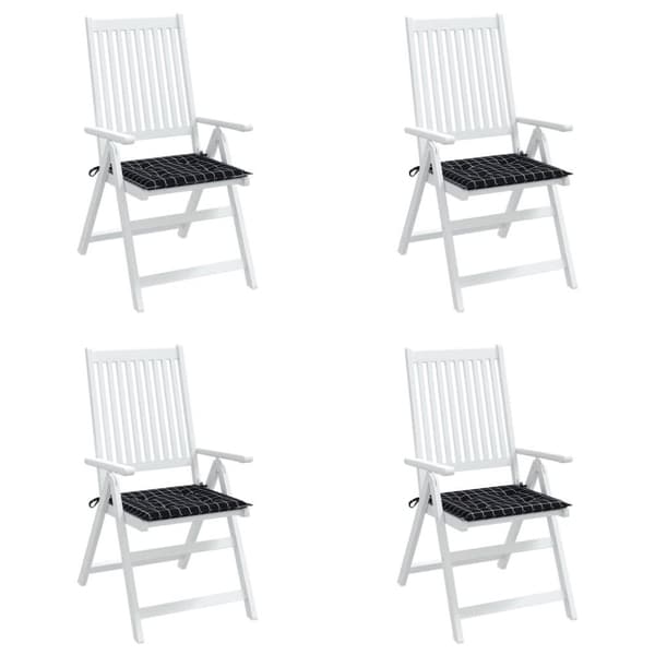 vidaXL Stolsdynor 4 st svartrutig 50x50x3 cm tyg