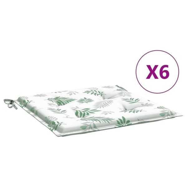 vidaXL hynder til havestol 6 stk. 50x50x3 cm stof bladmønster