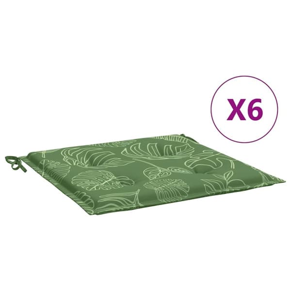 vidaXL hynder til havestol 6 stk. 50x50x3 cm stof bladmønster