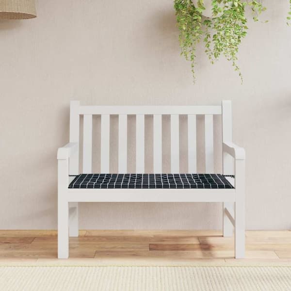 vidaXL hynde til havebænk 120x50x3 cm oxfordstof ternet sort