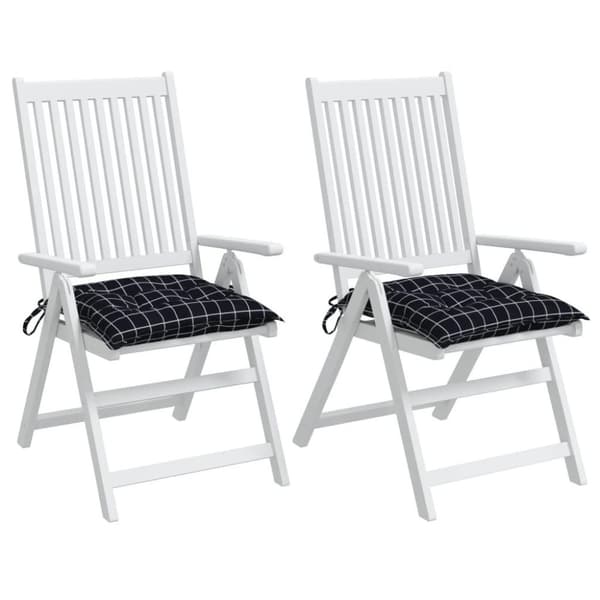 vidaXL Stolsdynor 2 st svart rutmönster 40x40x7 cm tyg