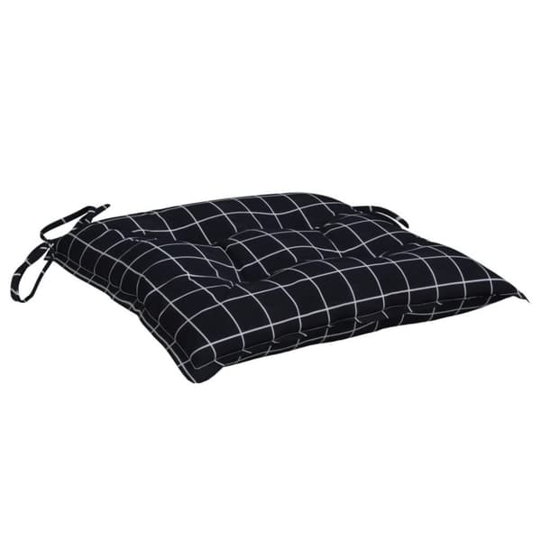 vidaXL Stolsdynor 2 st svart rutmönster 40x40x7 cm tyg
