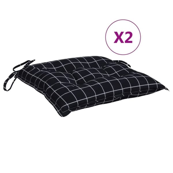 vidaXL Stolsdynor 2 st svart rutmönster 40x40x7 cm tyg