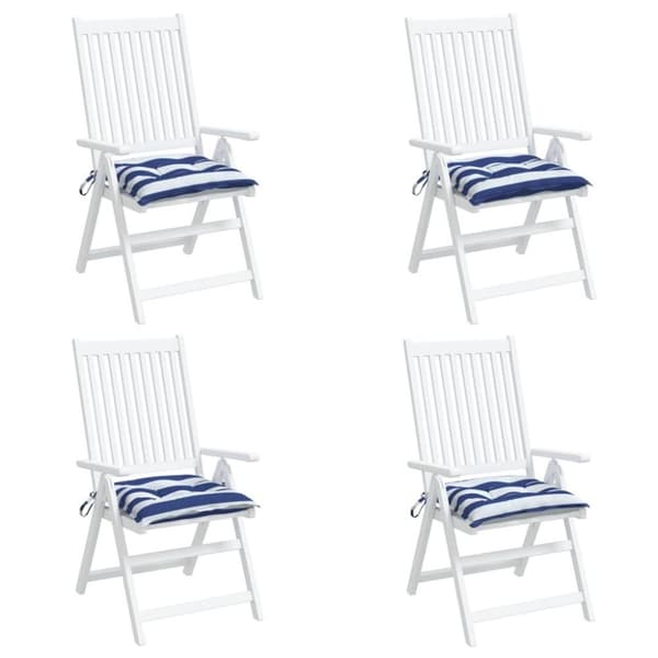 vidaXL Stolsdynor 4 st blå&vit randig 40x40x7 cm tyg