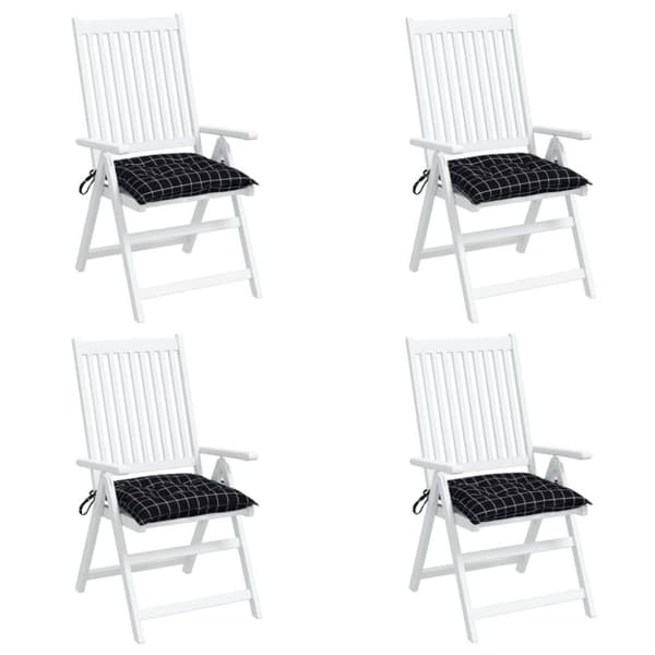 vidaXL Stolsdynor 4 st svart rutmönster 40x40x7 cm tyg
