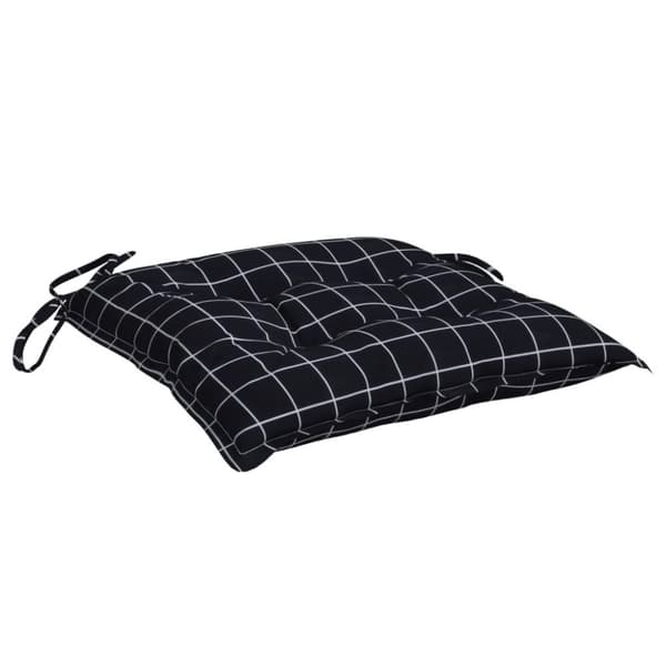vidaXL Stolsdynor 4 st svart rutmönster 40x40x7 cm tyg