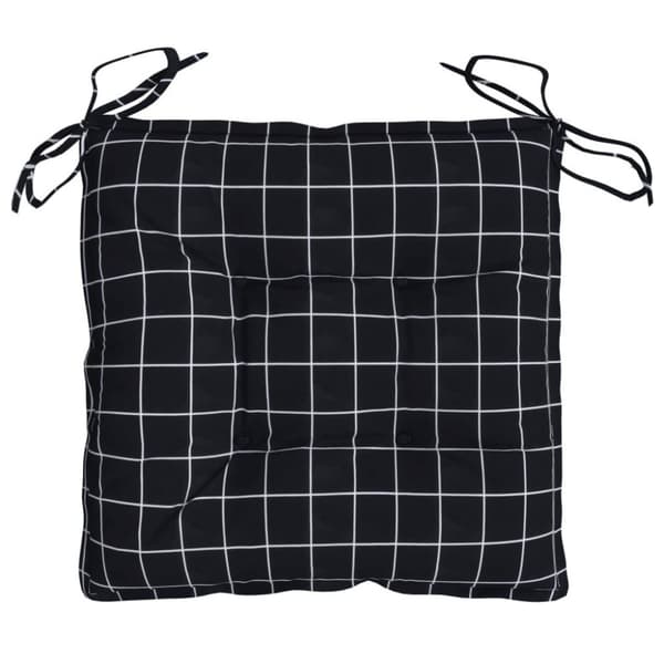 vidaXL Stolsdynor 4 st svart rutmönster 40x40x7 cm tyg