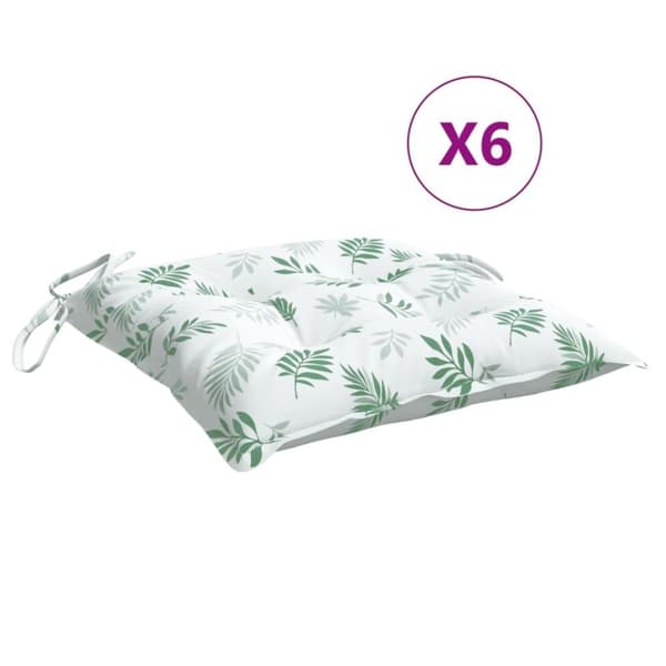 vidaXL Stolsdynor 6 st bladmönster 50x50x7 cm oxfordtyg