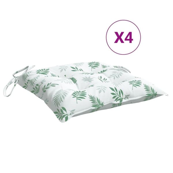 vidaXL Stolsdynor 4 st bladmönster 50x50x7 cm oxfordtyg