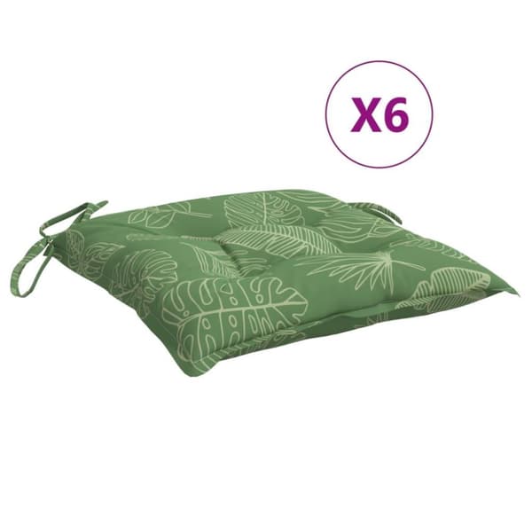 vidaXL Stolsdynor 6 st bladmönster 50x50x7 cm tyg