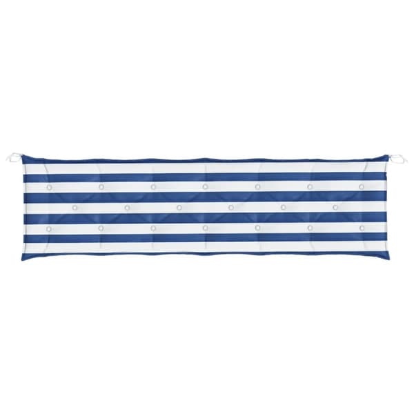vidaXL Bänkdyna blå&vit randig 200x50x7 cm tyg