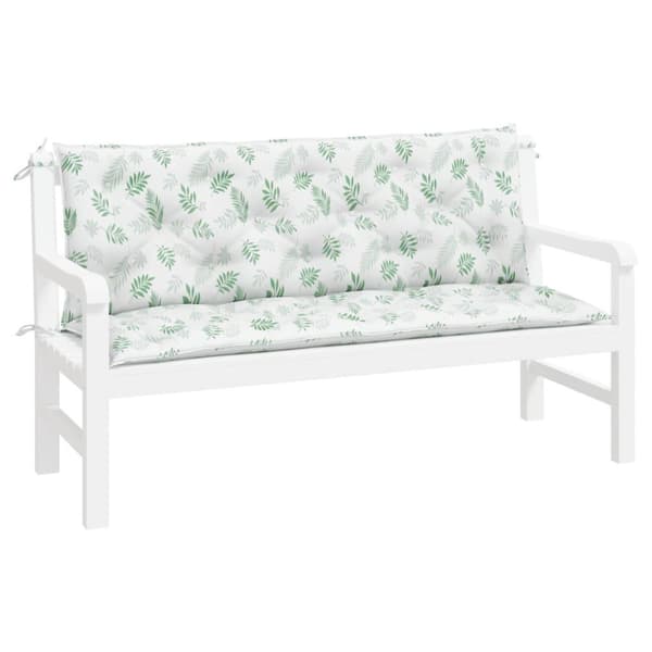 vidaXL Bänkdynor 2 st bladmönster 150x50x7 cm tyg