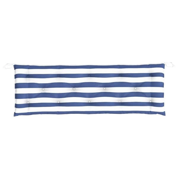 vidaXL Bänkdynor 2 st blå&vit randig 150x50x7 cm tyg