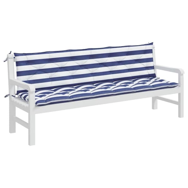 vidaXL Bänkdynor 2 st blå&vit randig 200x50x7 cm tyg