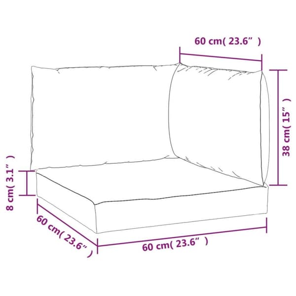 vidaXL Dynor till pallsoffa 3 st rosa Oxford-tyg