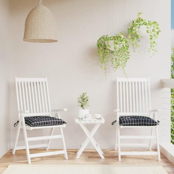 vidaXL stolehynder 2 stk. 50x50x7 cm stof ternet mønster sort