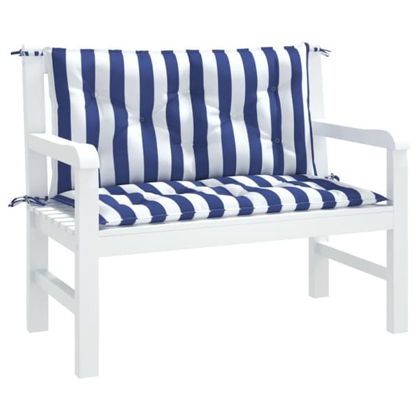 vidaXL hynder til havebænke 2 stk. 100x50x7 cm striber stof blå hvid