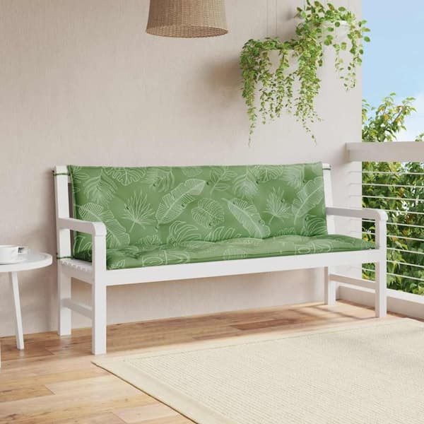 vidaXL hynder til havebænke 2 stk. 150x50x7 cm stof bladmønster