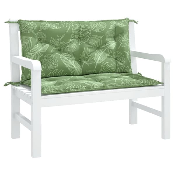 vidaXL hynder til havebænke 2 stk. 100x50x7 cm stof bladmønster