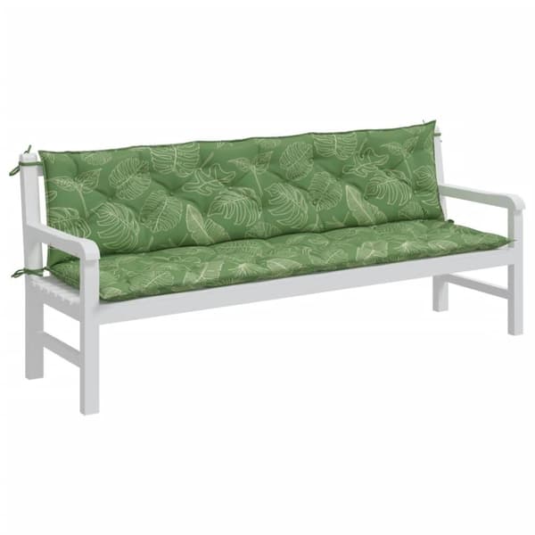 vidaXL hynder til havebænke 2 stk. 200x50x7 cm stof bladmønster