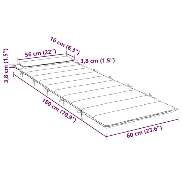 vidaXL Dyna till solsäng antracit 180x60x3 cm oxfordtyg