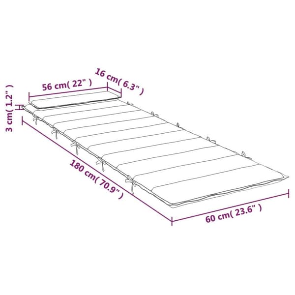 vidaXL Dyna till solsäng grå 180x60x3 cm oxfordtyg