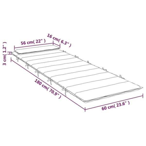 vidaXL Dyna till solsäng taupe 180x60x3 cm oxfordtyg