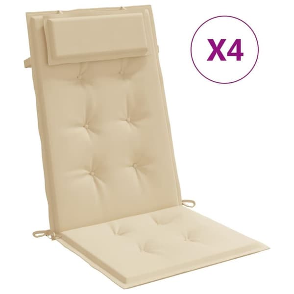 vidaXL Stolsdynor för stolar med hög rygg 4 st beige oxfordtyg