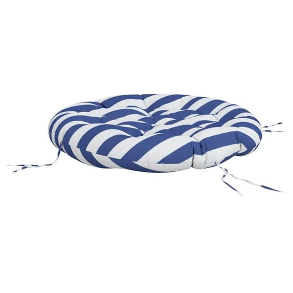 vidaXL Rund dyna blå & vit randig Ø 100x11 cm oxfordtyg