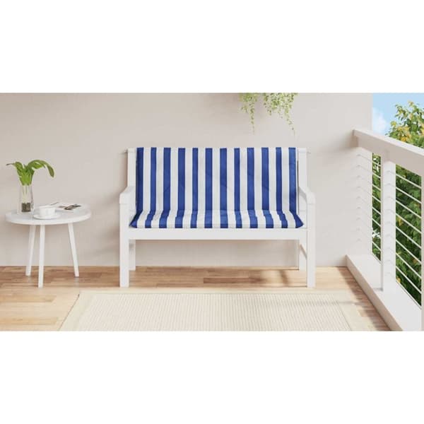 vidaXL Bänkdynor 2 st blå&vit randig 120x50x7 cm tyg