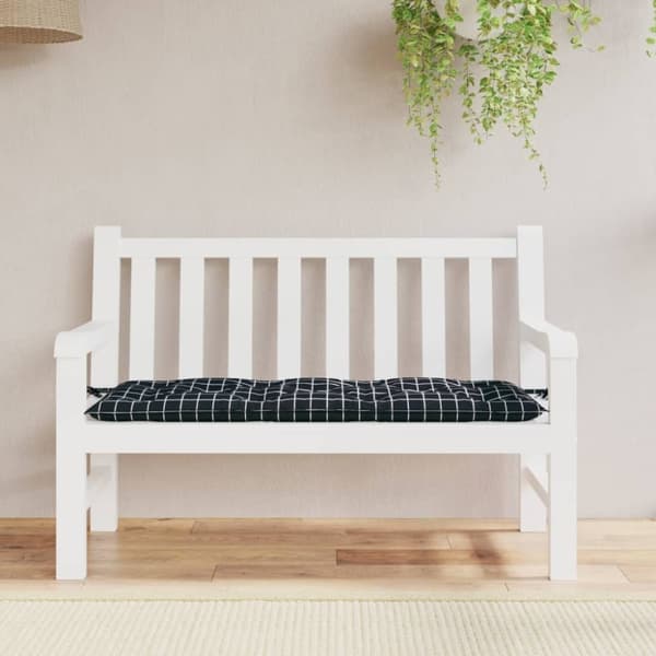 vidaXL hynde til havebænk 120x50x7 cm oxfordstof ternet sort