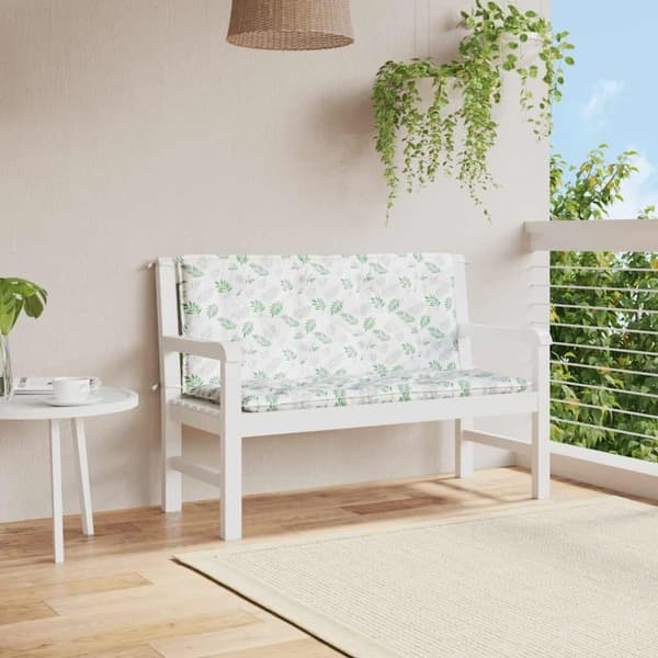 vidaXL Bänkdynor 2 st bladmönster 120x50x7 cm tyg