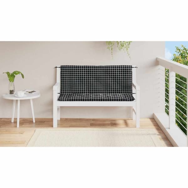 vidaXL Bänkdynor 2st svartrutig 120x50x7 cm tyg