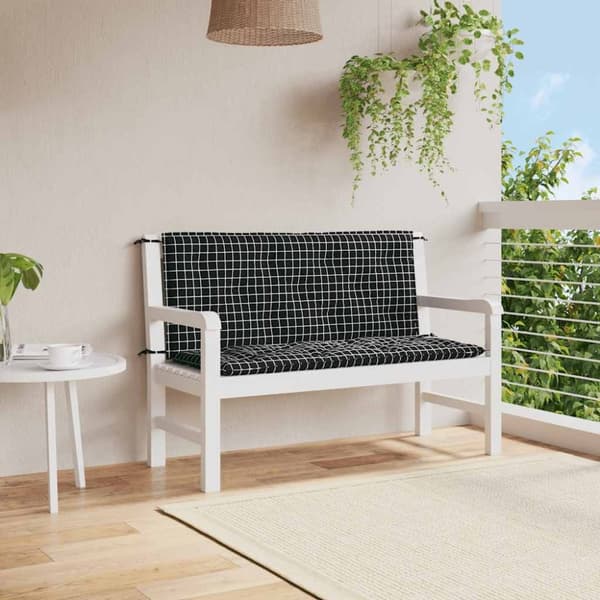 vidaXL Bänkdynor 2st svartrutig 120x50x7 cm tyg