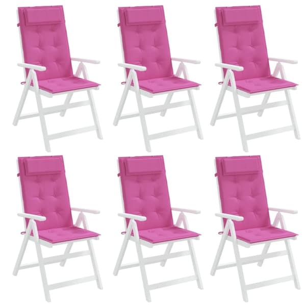 vidaXL Stolsdynor för stolar med hög rygg 6 st rosa oxfordtyg
