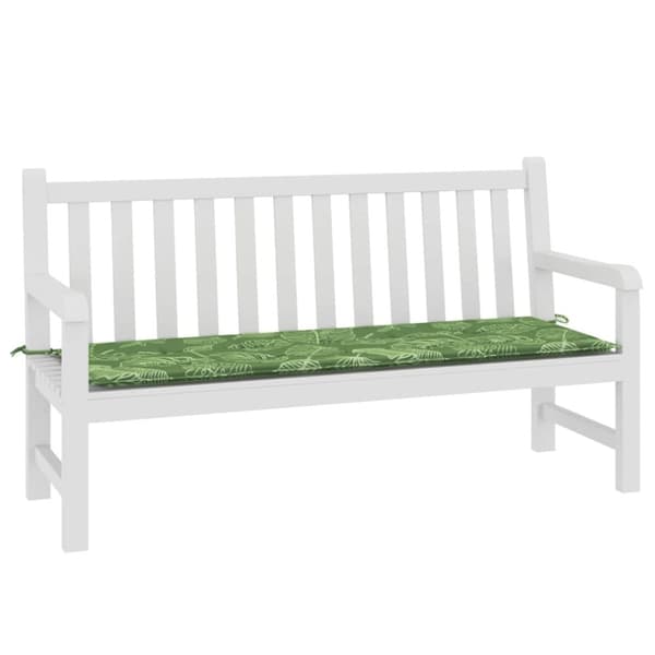vidaXL Bänkdyna för trädgården bladmönster 150x50x3 cm oxfordtyg