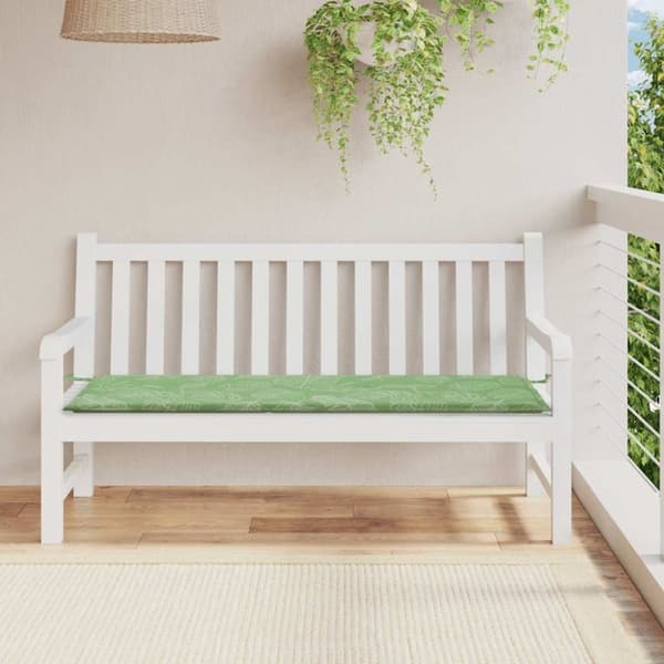 vidaXL Bänkdyna för trädgården bladmönster 150x50x3 cm oxfordtyg