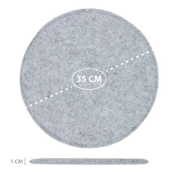 Sittdyna utomhusstolsdyna 35x35 cm filt - sittdyna för stol, trädgårdsstol eller bänkstolsdynor bänkdyna bänkdyna filtdyna set om 4 st runda ljusgrå