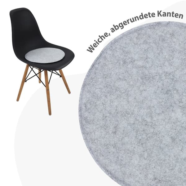 Siddepude udendørs stolehynde 35x35 cm filt - sædehynde til stol, havestol eller bænkstolspuder bænkhynde bænkhynde filtpude rund lysegrå
