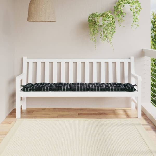 vidaXL hynde til havebænk 180x50x7 cm oxfordstof ternet sort