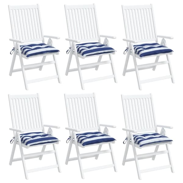 vidaXL stolehynder 6 stk. 50x50x7 cm oxfordstof striber blå og hvid
