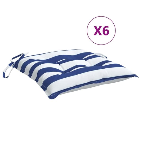 vidaXL stolehynder 6 stk. 50x50x7 cm oxfordstof striber blå og hvid