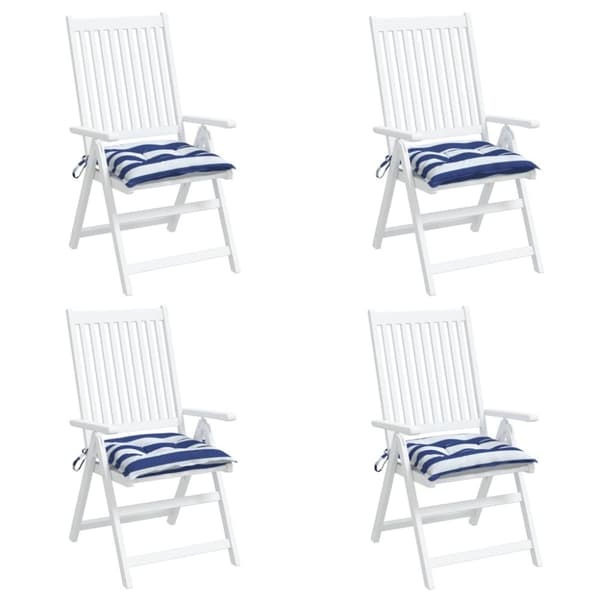 vidaXL stolehynder 4 stk. 50x50x7 cm oxfordstof striber blå og hvid