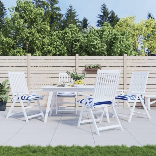 vidaXL stolehynder 4 stk. 50x50x7 cm oxfordstof striber blå og hvid