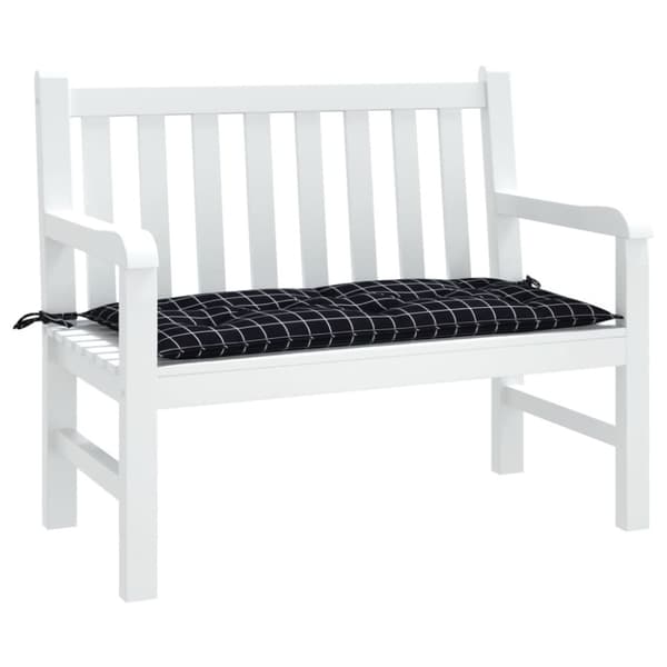 vidaXL Bänkdyna för trädgården svartrutig 100x50x7 cm oxfordtyg